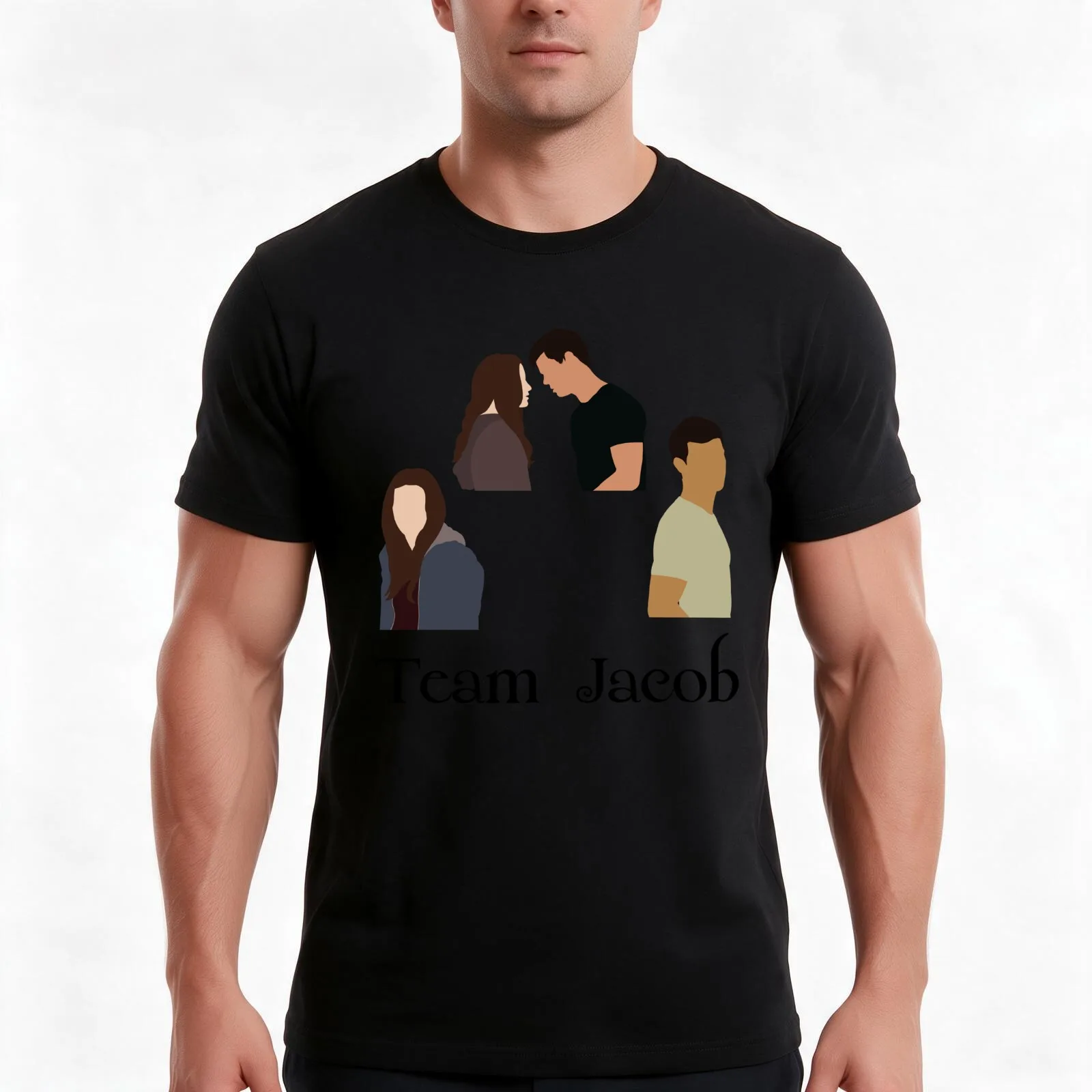 Team Jacob stickers pack twilight T-Shirt, Summer Casual Cotton Tee, Oversized Streetwear Tops, Vintage Graphic Print