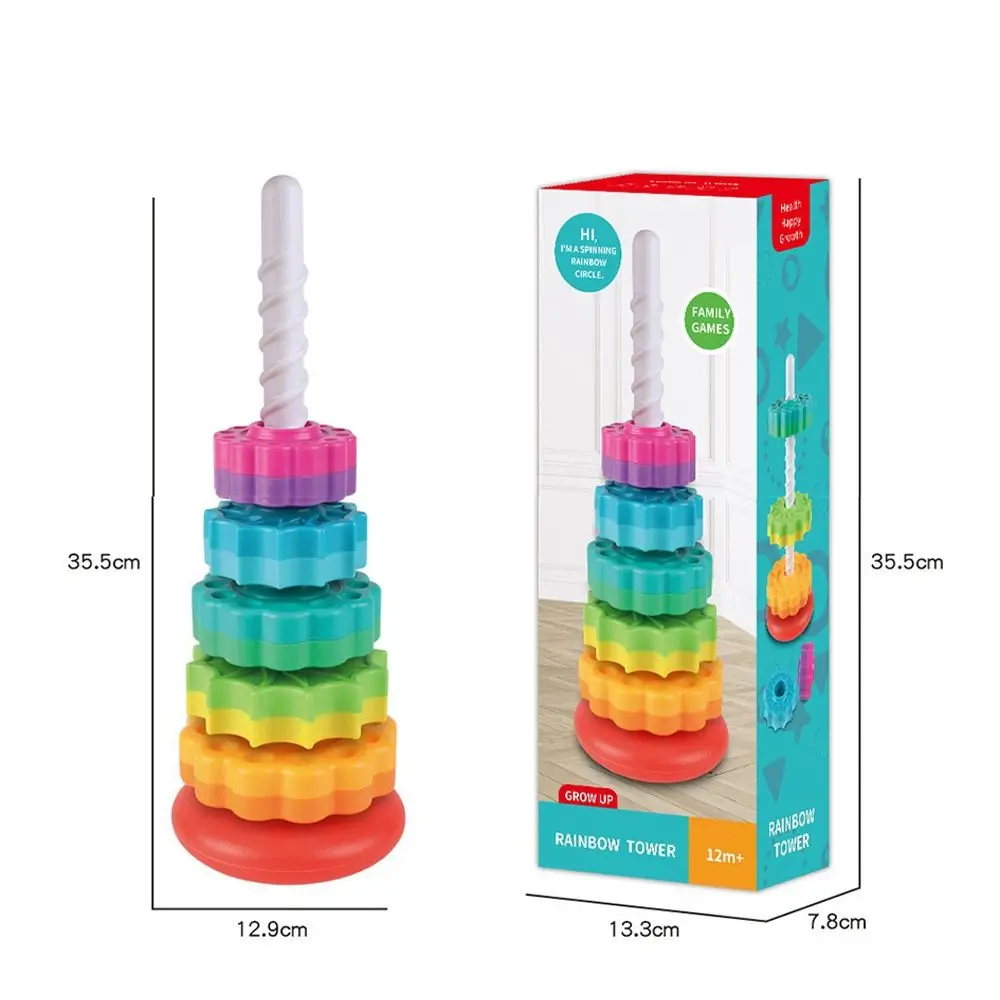 Educational Intelligence Development Spinning Stacking Puzzle Geometric Ring Montessori Stacking Block Ring Wheel Babies Play