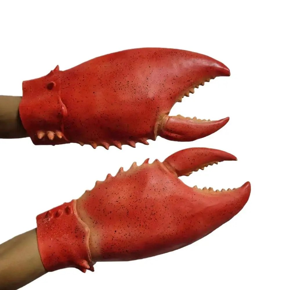 

Lobster Pliers Creative Parody Cartoon Cute Crab Claws Latex Gloves Halloween Cosplay Props Animal Cos Crayfish Gloves Headgear