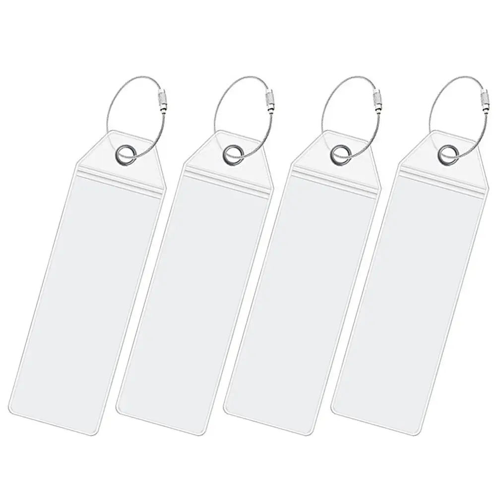 

4 Pcs Stainless Steel Key Ring PVC Transparent Luggage Tags 2 5x6 Inch Suitcase Travel Accessories Practical Gifts Frequent