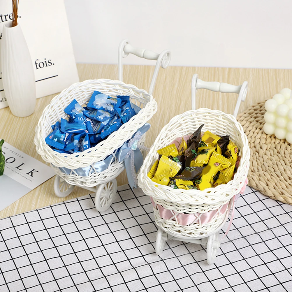 Cute Imitation Rattan Woven Candy Basket Party Decor Snack Box Container Baby Chocolate Storage Organizer Shower Wedding Favors