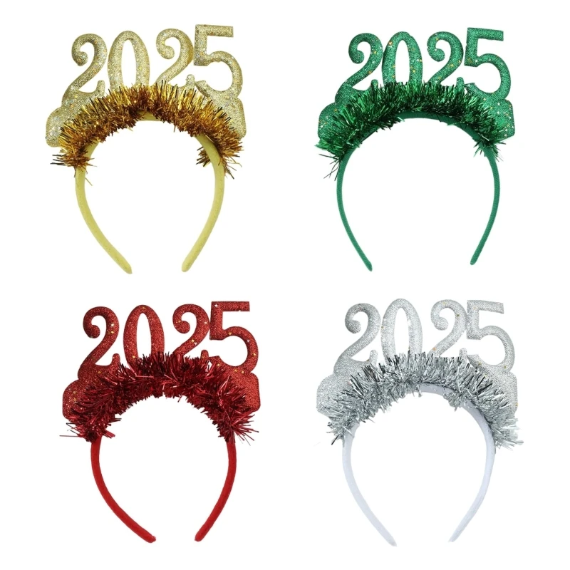 

2025 New Year Eve Party Headband for Adult Child Sequined Hairhoop Christmas Party Headwear New Year Festival Headpiece