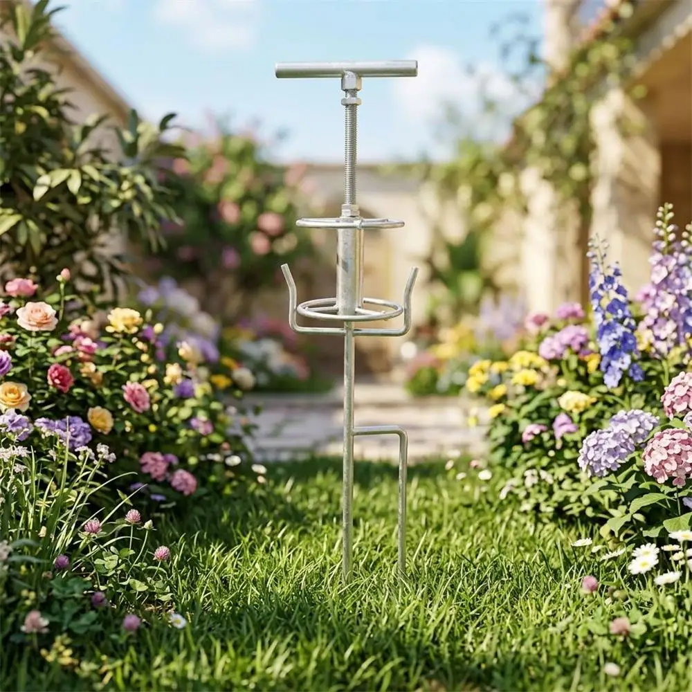 Ground Inserted Hose Winder Galvanized Steel Farm Irrigation Pipe Coiler Manual Orchard Garden Agricultural Water Hose Organizer