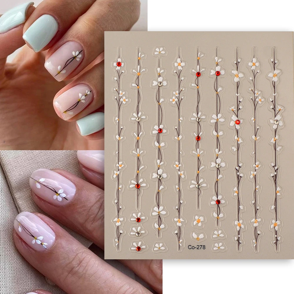 5d Fleur Autocollant N64.Nail Art Décalcomanies Rouge Pierre Gel Adhésif Autocollant Manucure CO-278