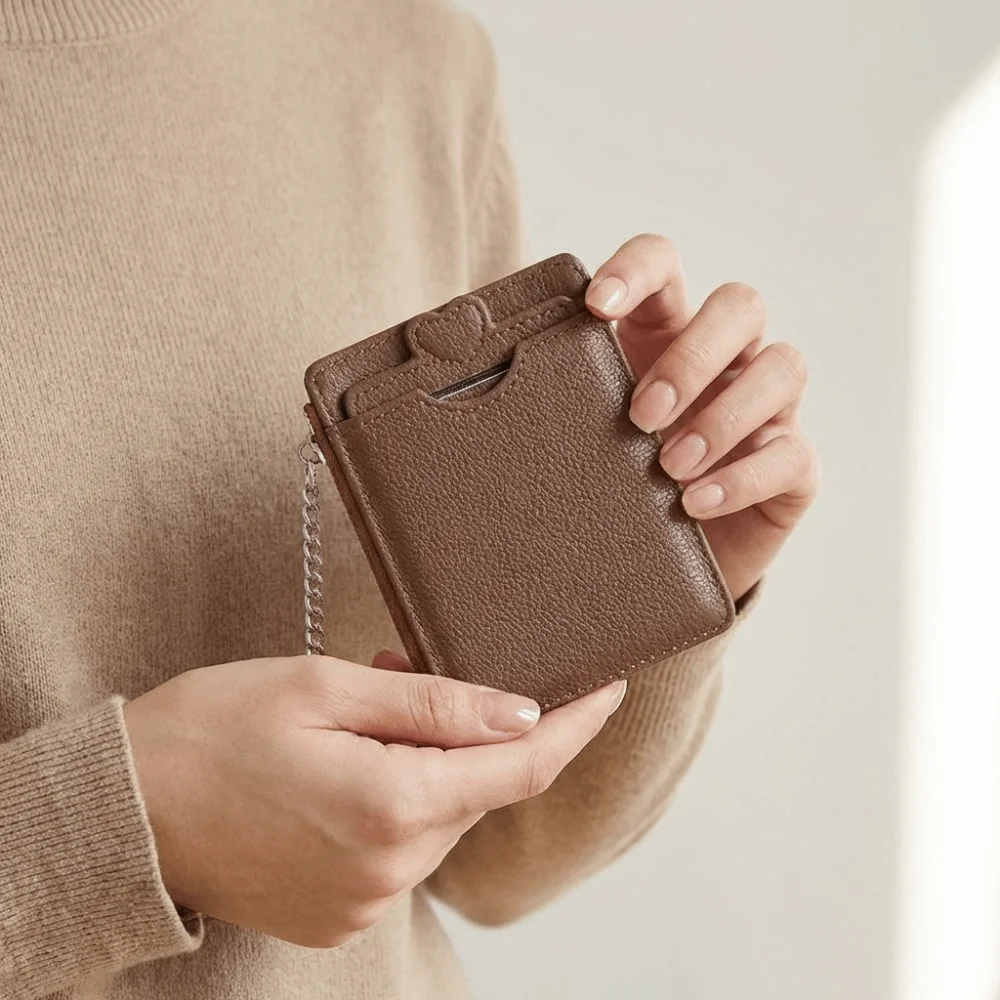 Simple Love Heart Woman Wallet PU Leather Multi-card Slot Short Card Bag Multi-functional Zipper Cartoon Card Holder Lady
