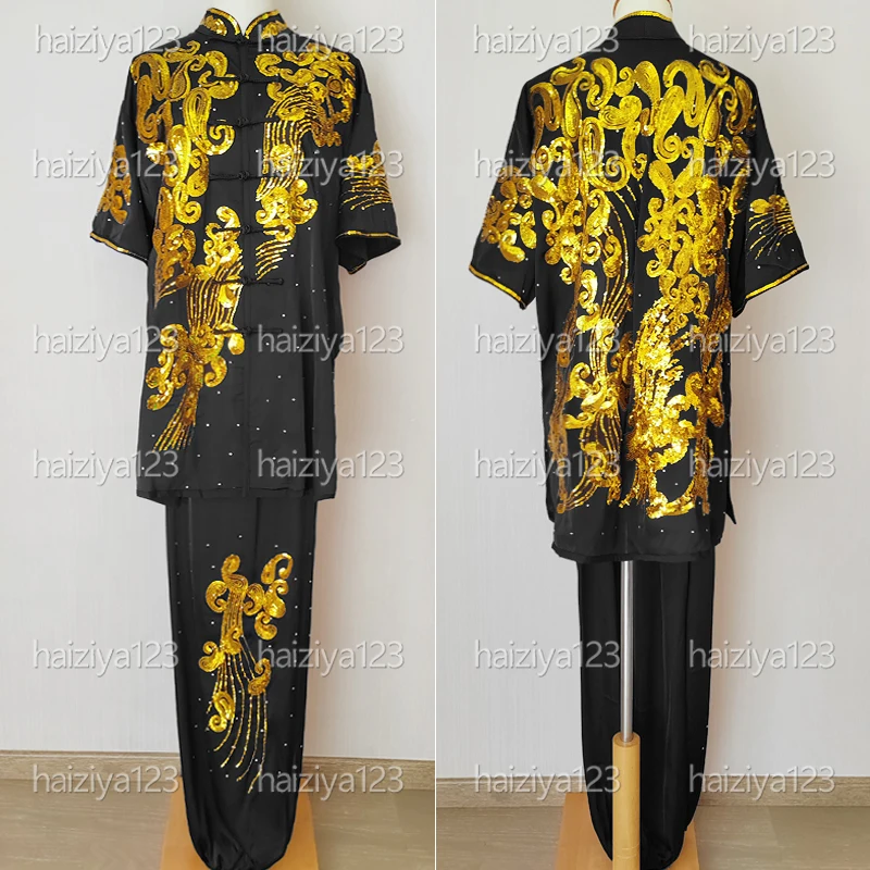 

Униформа ушу с вышивкой и блестками, одежда для кунг-фу, костюм для боевых искусств, костюм Чанцюань Тайлу для мужчин, женщин, девочек, мальчиков, детей и взрослых