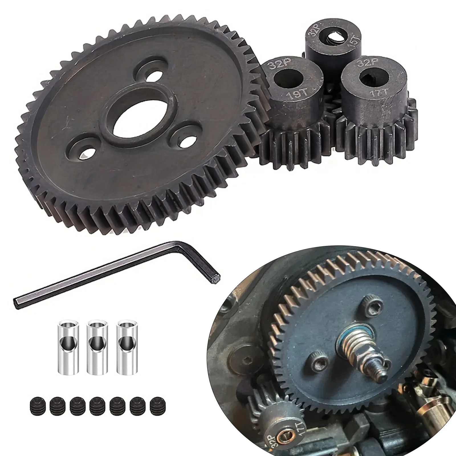 

RCZIPROY Hardened Steel Motor Gear short card gear 54t Pinion 15T 17T 19T,for 1/10 car Traxx Slash motor teeth