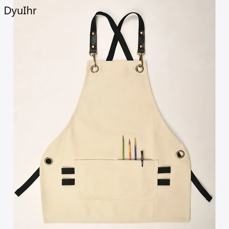 DyuIhr Children's Leather Shoulder Straps Black Multicolor Denim Canvas Outdoor Kids Painting Apron Dirt-resistant Home Decor