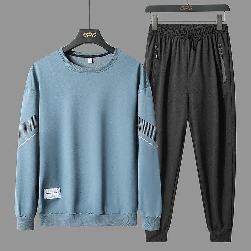 Conjunto de calças e moletom masculino, 2 peças de manga comprida, moda hip-hop, streetwear casual, outono, novo, 5XL