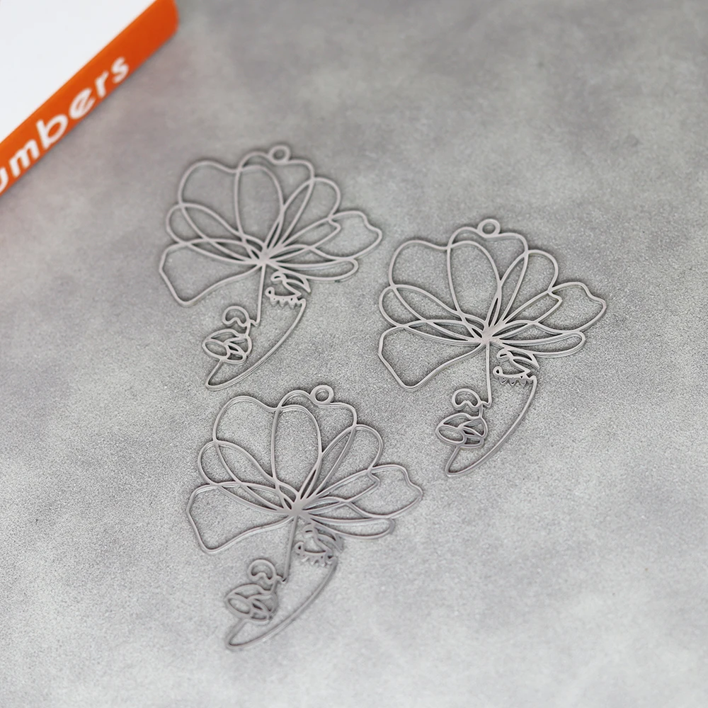 Stal nierdzewna Lady Face Vintage Flower DIY kolczyki z frędzlami personalizuj zawieszki Charms do tworzenia biżuterii naszyjnik kobiety Craft — zdjęcie 3