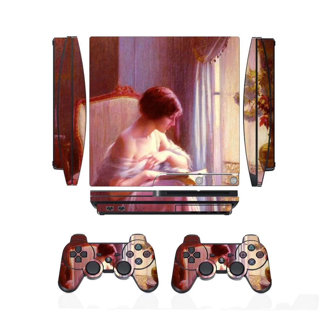 Paintings 1751 Vinyl Skin Sticker Protector for Sony PS3 Slim PlayStation 3 Slim and 2 controller skins Stickers