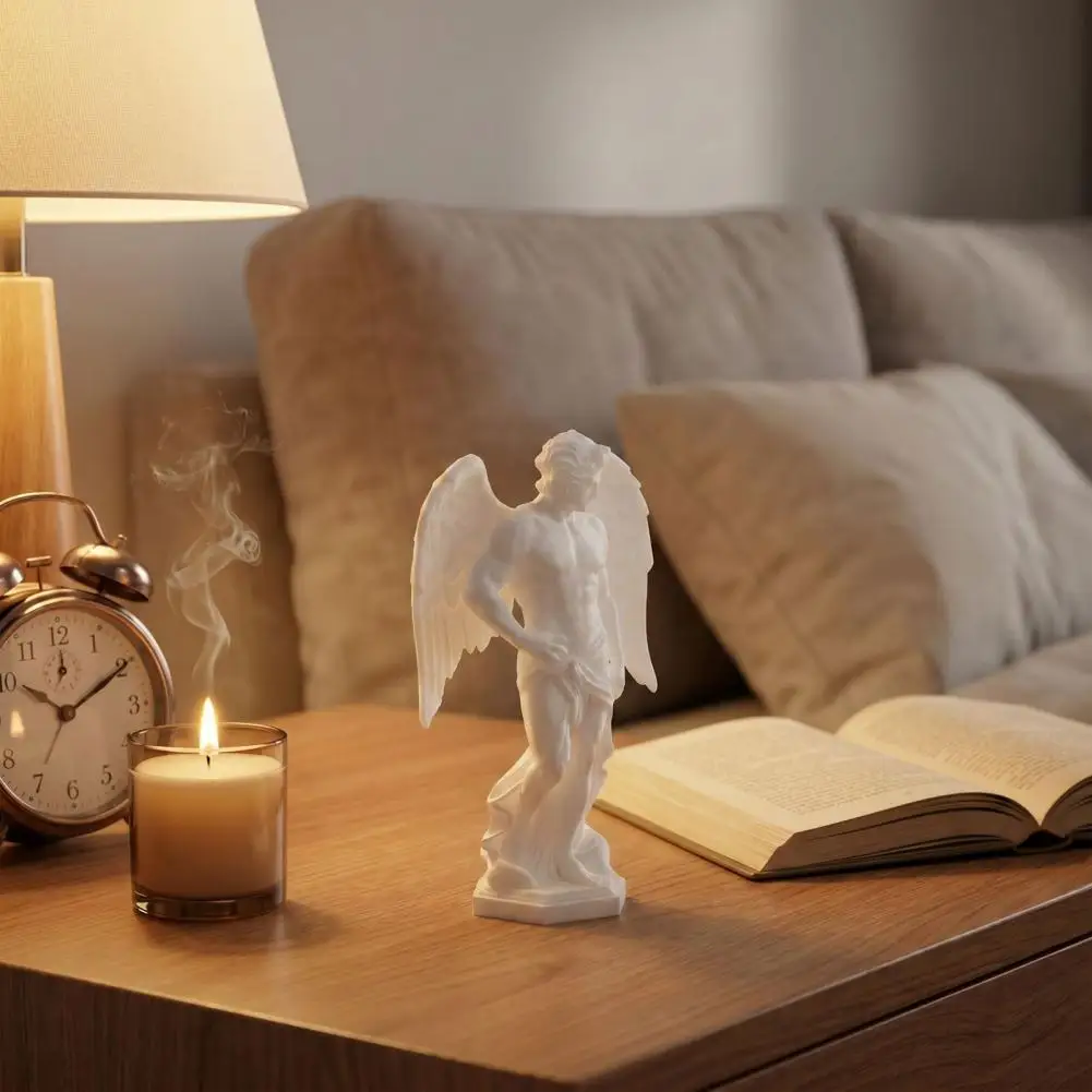 7cm 3D Printed Muscle Angel Sculpture, Classical Greek Bust Art Decor, Matte White Desk Ornament, Romantic Gift For Couples