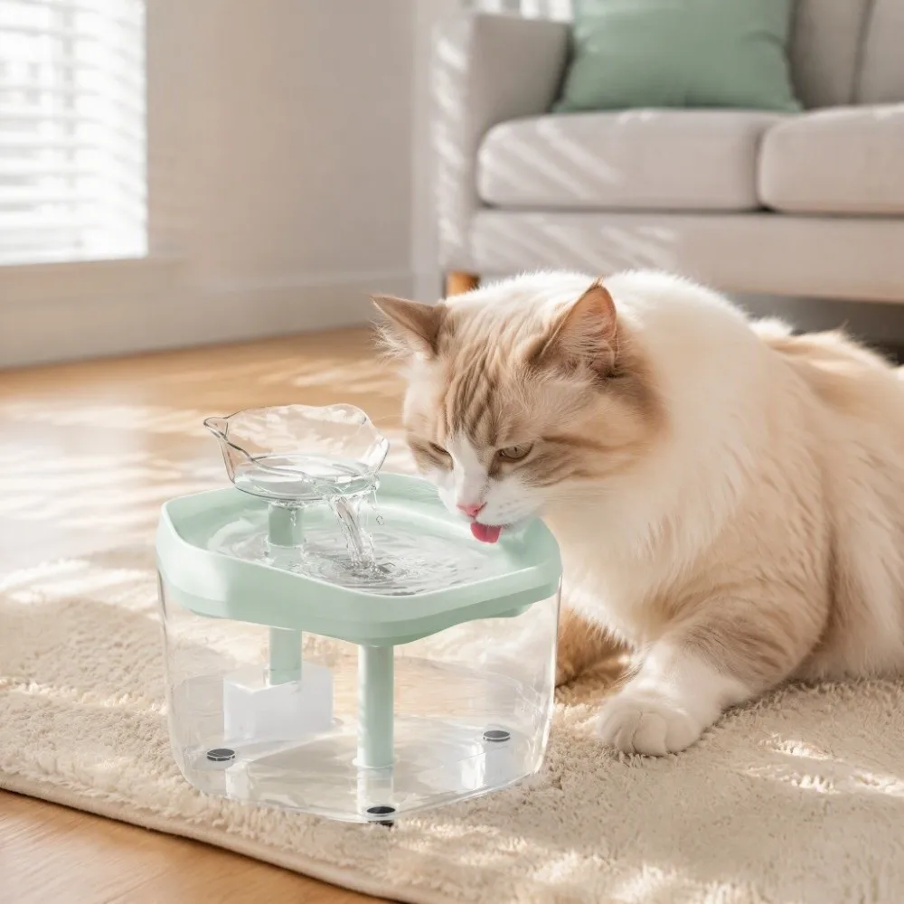 1L Cat Drinking Fountain Anti-Dry Burning Removable Pet Water Feeder Silent Operation Large Capacity Pet Flowing Water Bowl