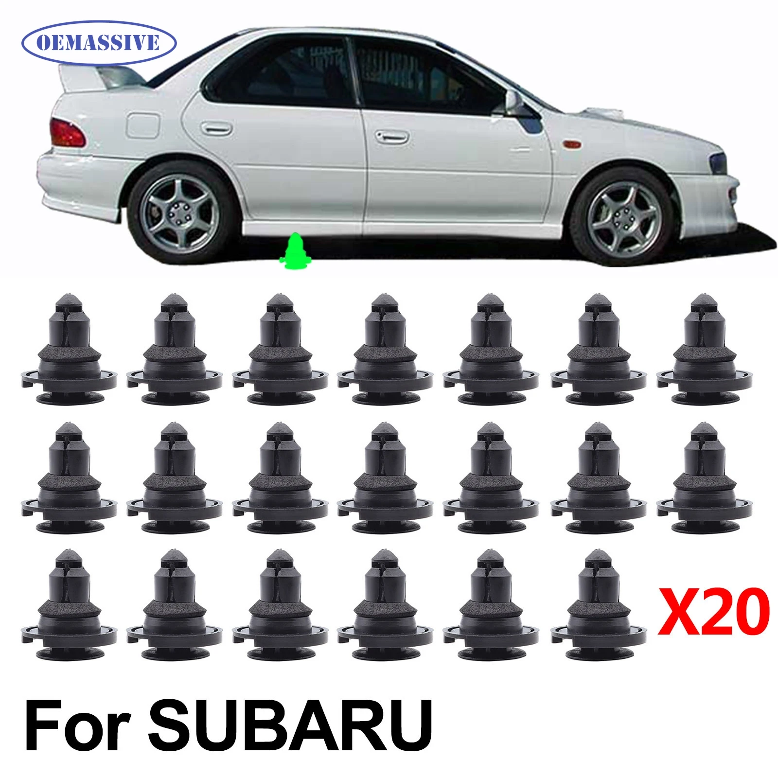 20 Clips For Subaru Legacy Exiga Levorg XV Crosstrek Ascent Sill Side Skirt Rocker Panel Molding Retainer Push in Rivet Exterior