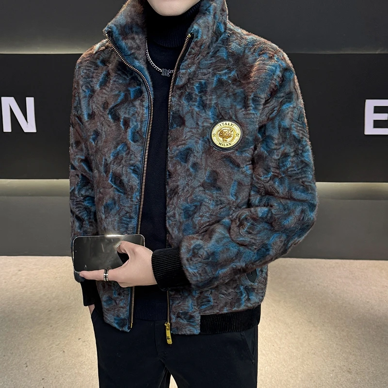 2026 Nuovo Autunno Inverno uomo finto cappotto di pelliccia di visone risvolto spesse giacche calde moda uomo eco-friendly cappotti caldi giacche da uomo