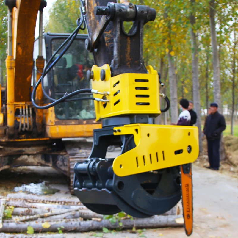 Log Grapple Saw Heavy Duty 360 Degree Rotation Excavator Attachment for Forestry Tree Cutting Logging Work