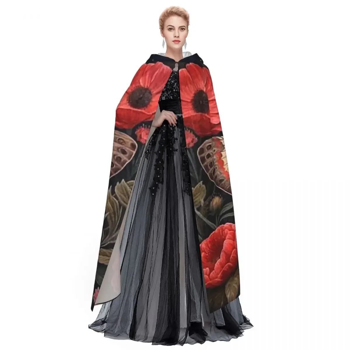Custom Boho Bee And Moth Butterfly Long Hooded Cloak Witch Medieval Costume Cosplay Cape HalloweenParty Adult Unisex