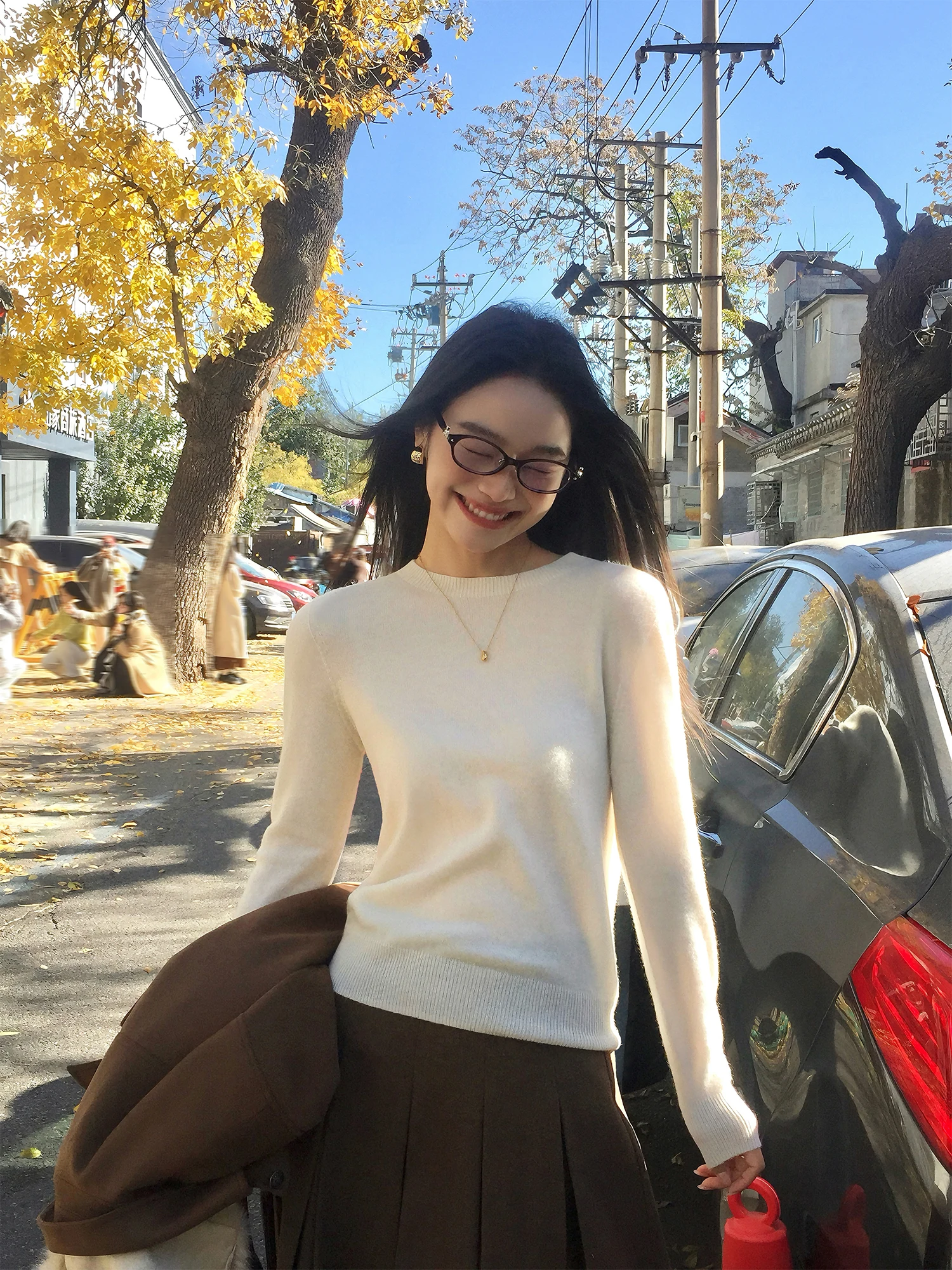 

Pusumede Camere round Ne Base irt Women's Soft Cozy Knitted Top Inner Wear Slim Fit Long Sve Winter Faion