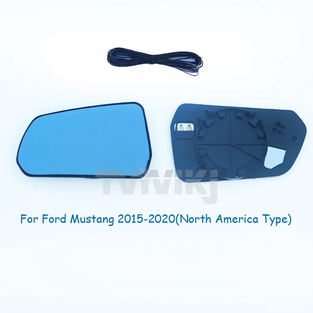 TVYVIKJ Side Rearview Blue Mirror Glass Lens For Ford Mustang 2015-2020 Wide Angle View anti glare side door mirror wing