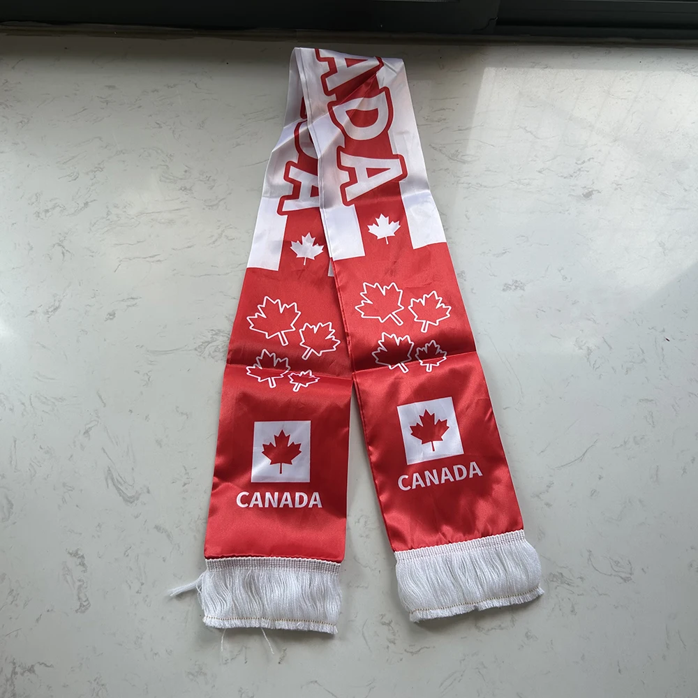 Bufanda satén bandera Canadá doble cara – Borlas para aficionados - imagen 3