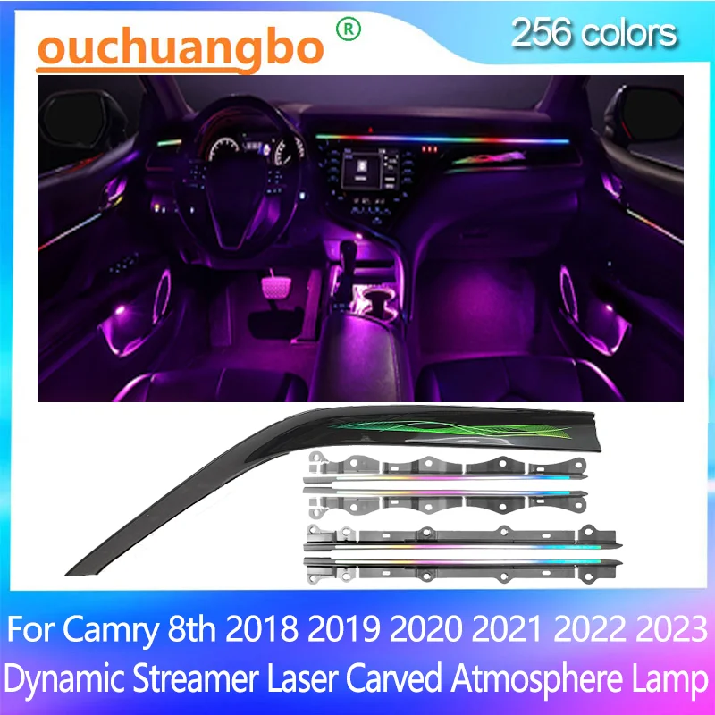 

Ouchuangbo Ambient Light For Camry Xv70 8th 2018-2013 backlight Dynamic Streamer Laser Carved Atmosphere mood Lamp 256 Color