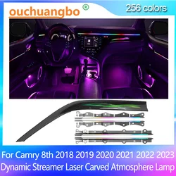 Ouchuangbo Ambient Light For Camry Xv70 8th 2018-2023 backlight Dynamic Streamer Laser Carved Atmosphere mood Lamp 256 Color