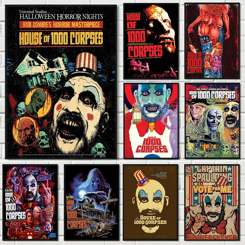 Película de terror clásica House of 1000 Corpses, póster de película, lienzo impreso en HD, pintura, imágenes artísticas de pared, decoración del hogar, regalo de vacaciones