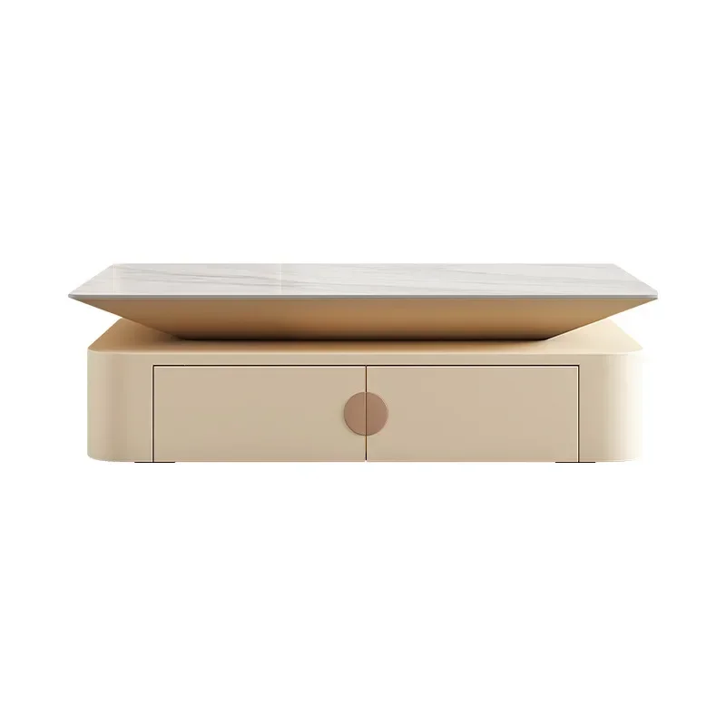 

Cream Wind Rock Plate Rounded Rectangular Coffee Table Modern Light Luxury Simple Living Room FurnitureHot SalesHot Sales