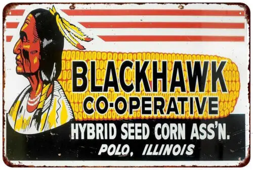 Blackhawk Co-Operative cottage farm seed corn Reproduction metal sign