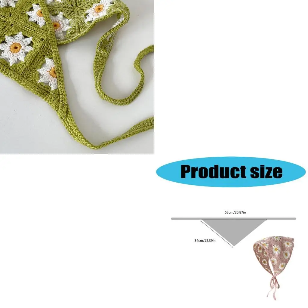 

652F Bohemian Flower Scarf Hollowed Headbands Vacation Headcovering Bandana Headwrap for Various Occasion and Outfit