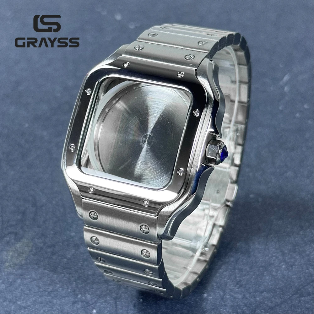 38-ミリメートルスクエア時計ケースサントス-nh35-316l-ステンレス鋼時計アクセサリー修正部品-nh35-4r35-nh36-4r36-ムーブメント