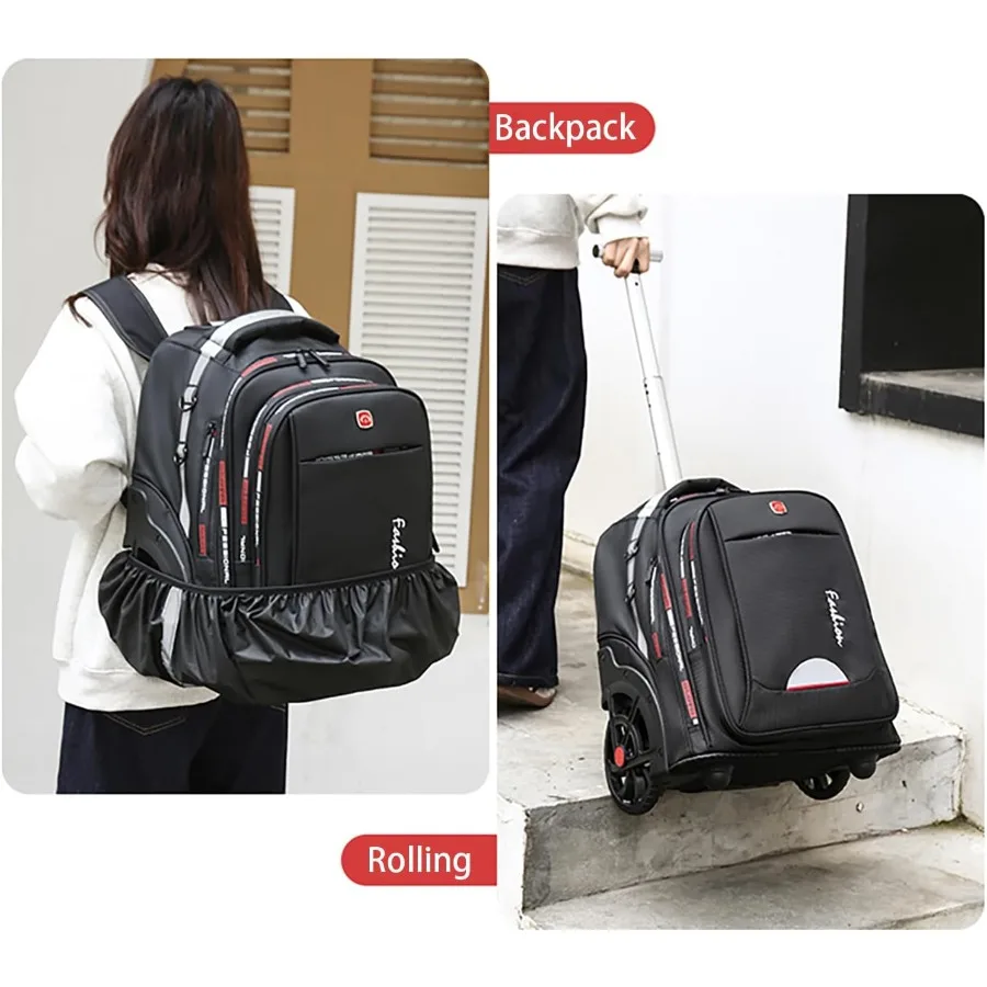 حقيبة ظهر مقاومة للماء للنساء والرجال حقيبة ظهر للكمبيوتر المحمول مع عجلات للبالغين تحمل على حقيبة الظهر بعجلات كبيرة لـ Tr #5