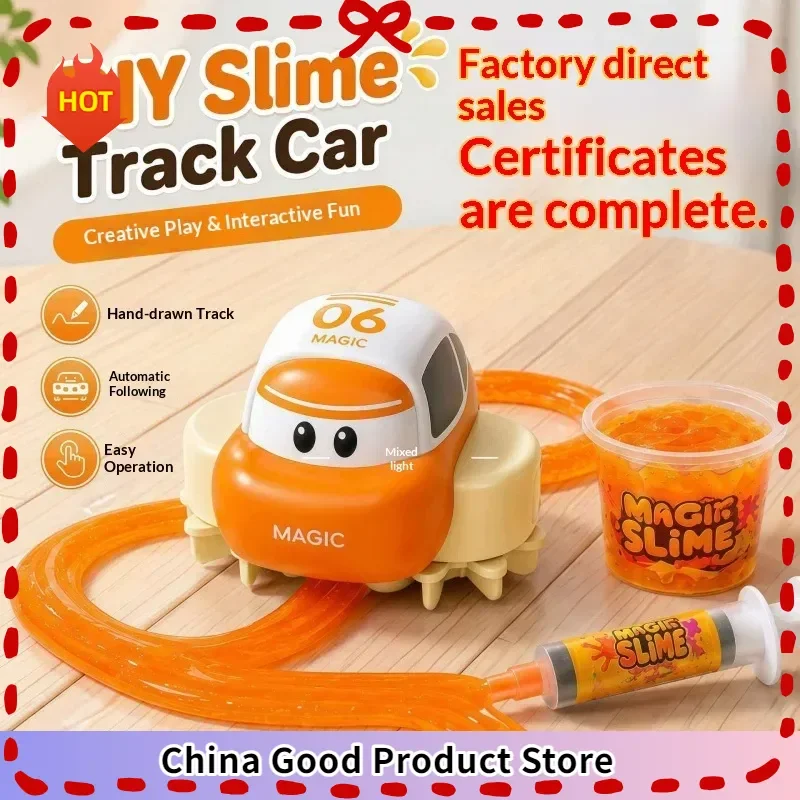 2026 New Magic Slime Track Car Diy Free Draw Crystal Slime Path Automatic Follow Creative Interactive Entertainment Toy