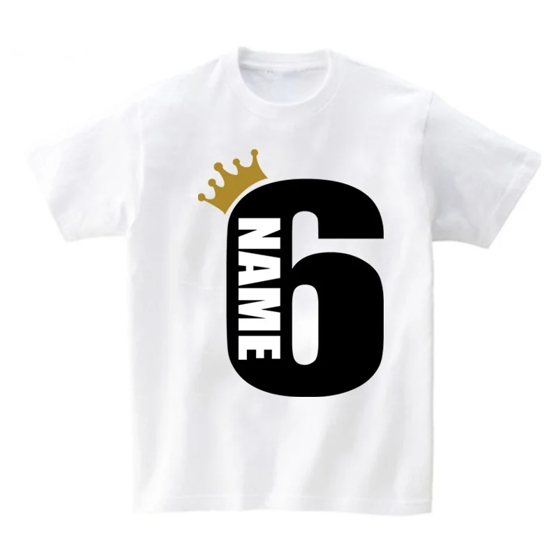 Kids T Shirt Customized Boys T Shirts Girl Clothing Personalised Birthday AGE NAME Crown Shirt Children Tees Baby Clothes Number