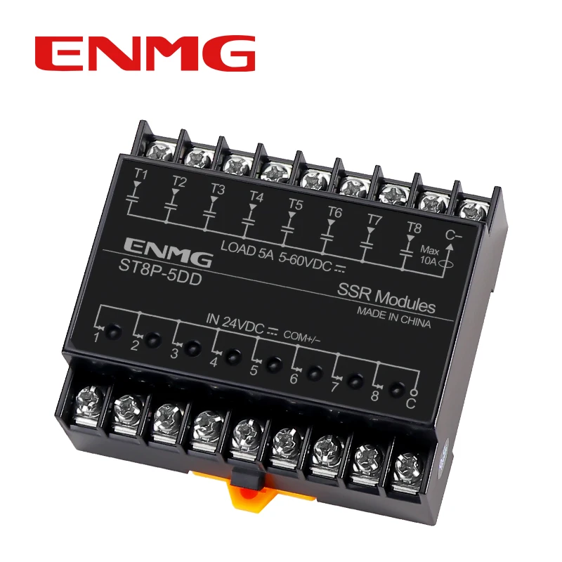 ENMG Opto-Isolated Multi-Channel Solid State Relay Module - 24VDC to DC Control, DIN Rail Mount, 220VAC Output LED Display ST5P.