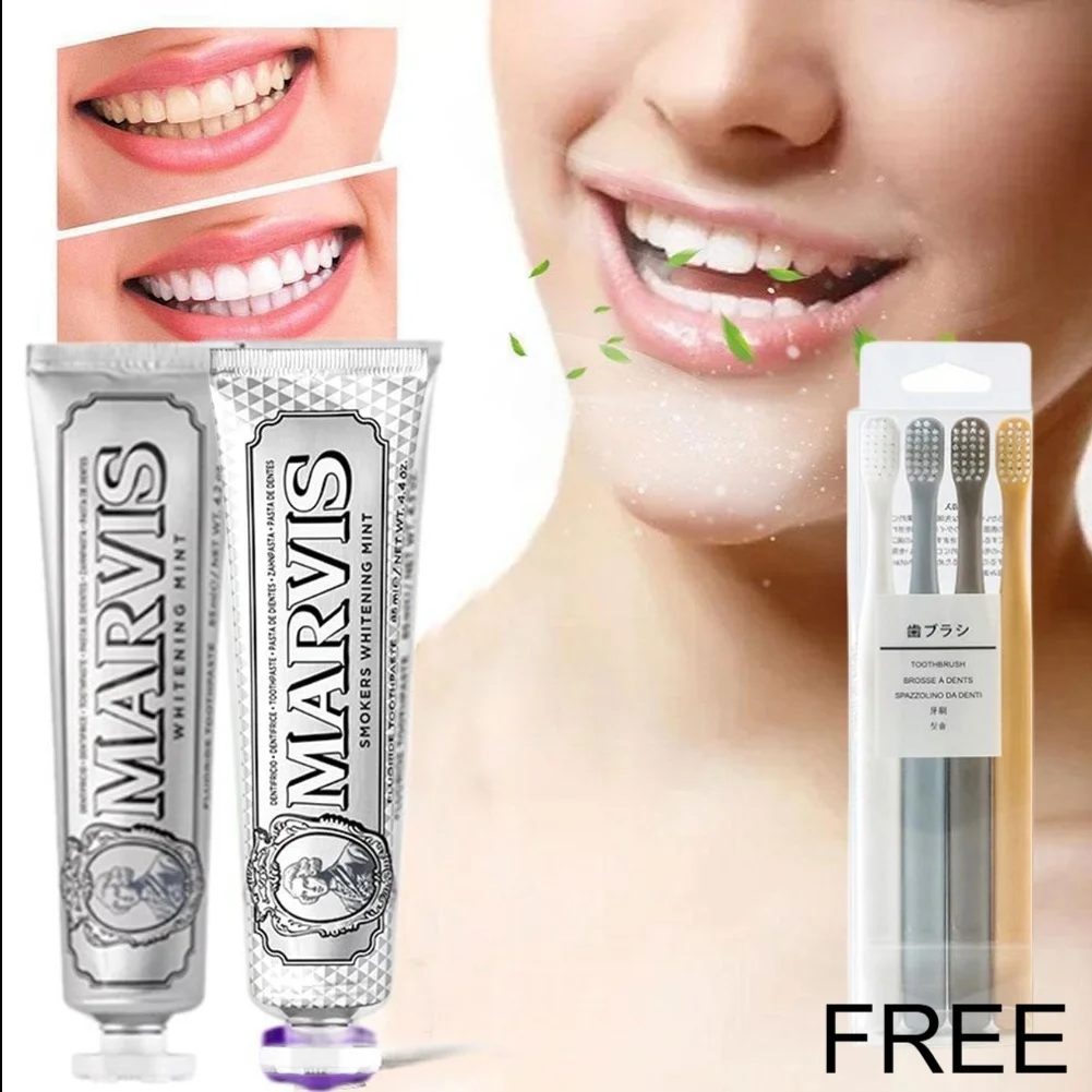 2PCS 85ml Italy Original Marvis Toothpaste Whitening Mint Freshen Breath Remove Smoke Stains Toothpaste Teeth Whitening