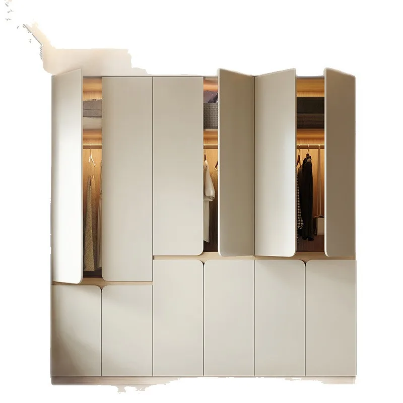 

Oak all solid wood wardrobe home bedroom log style Japanese segmented one door to top large wardrobe depth
