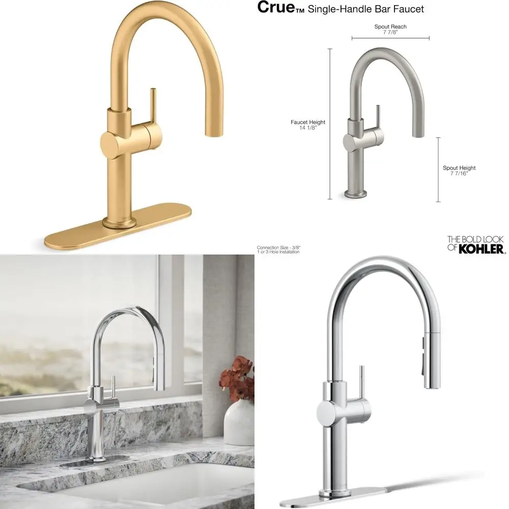 Kitchen Bar Faucet with Vibrant Brushed Moderne Brass Finish, Stylish and Durable for Sink Use
