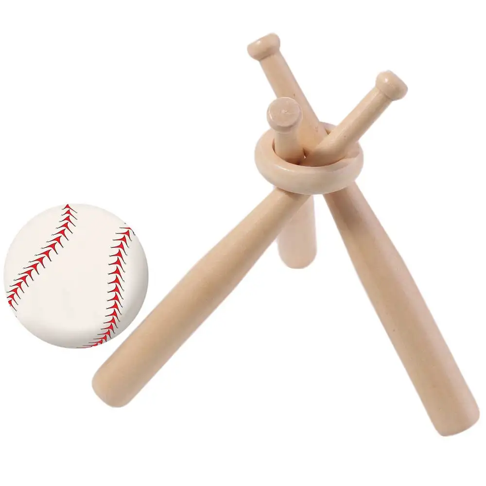 

Wooden Baseball Display Stand Storage Rack Easy To Install Baseball Bats Holder Mini Bats Shape Baseball Support Bracket