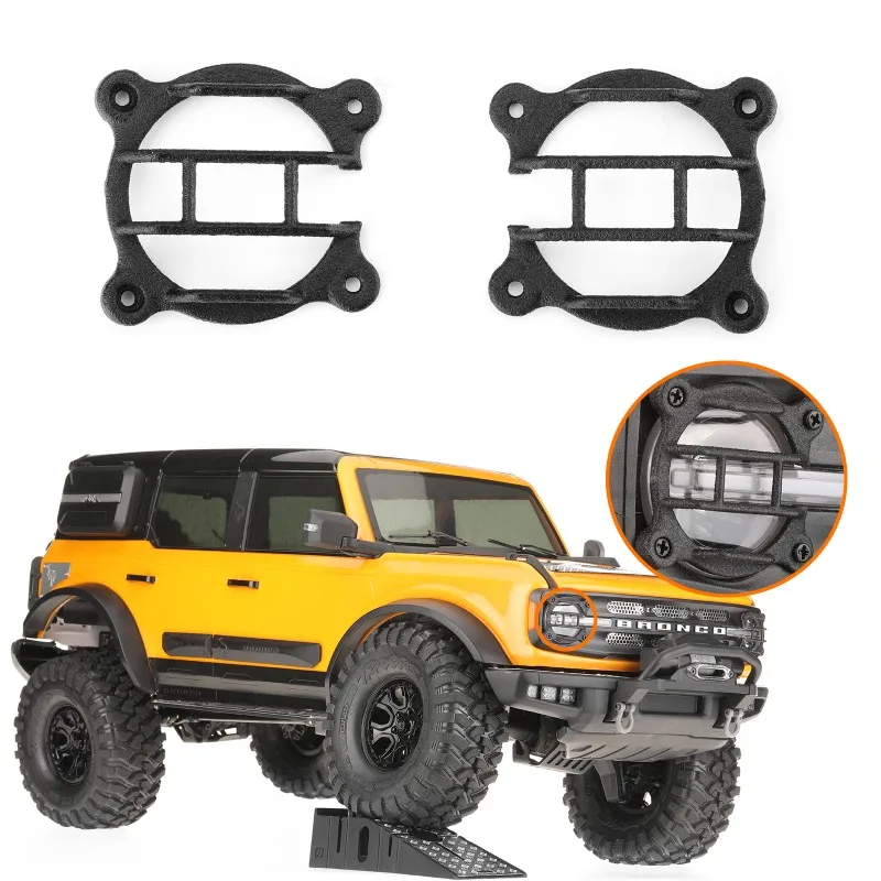 2PCS Front Large Shade Headlight Frame Protective Shade for 1/10 RC Crawler Car TRX4 Bronco Upgrades Accessories