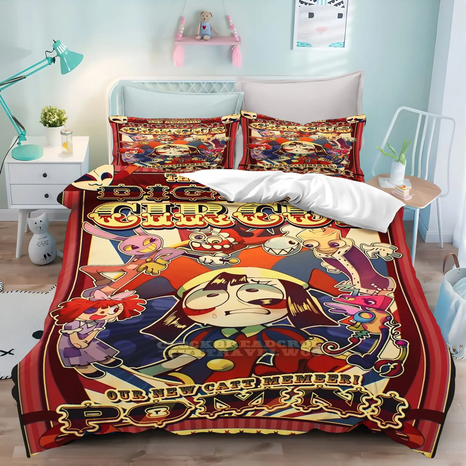The Amazing Digital Circus Bedding Set 3D Print Duvet Cover Pillowcase Bedroom Home Textile Bed Linens Boys Girls Fans Gift