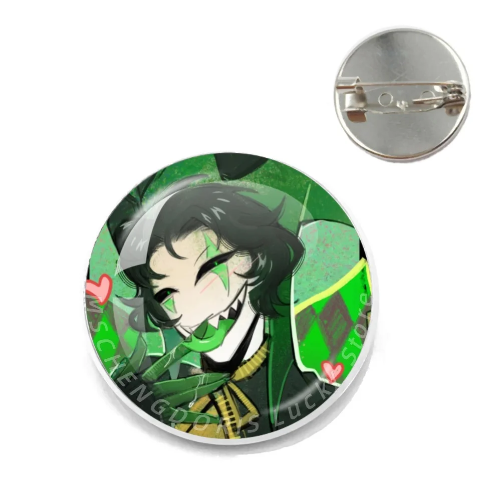 Game The F-Freak Circus Pierrot Harlequin Funny Meme Glass Cabochon Metal Brooch Pin Backpack Clothing Decor Lapel Jewelry Gift