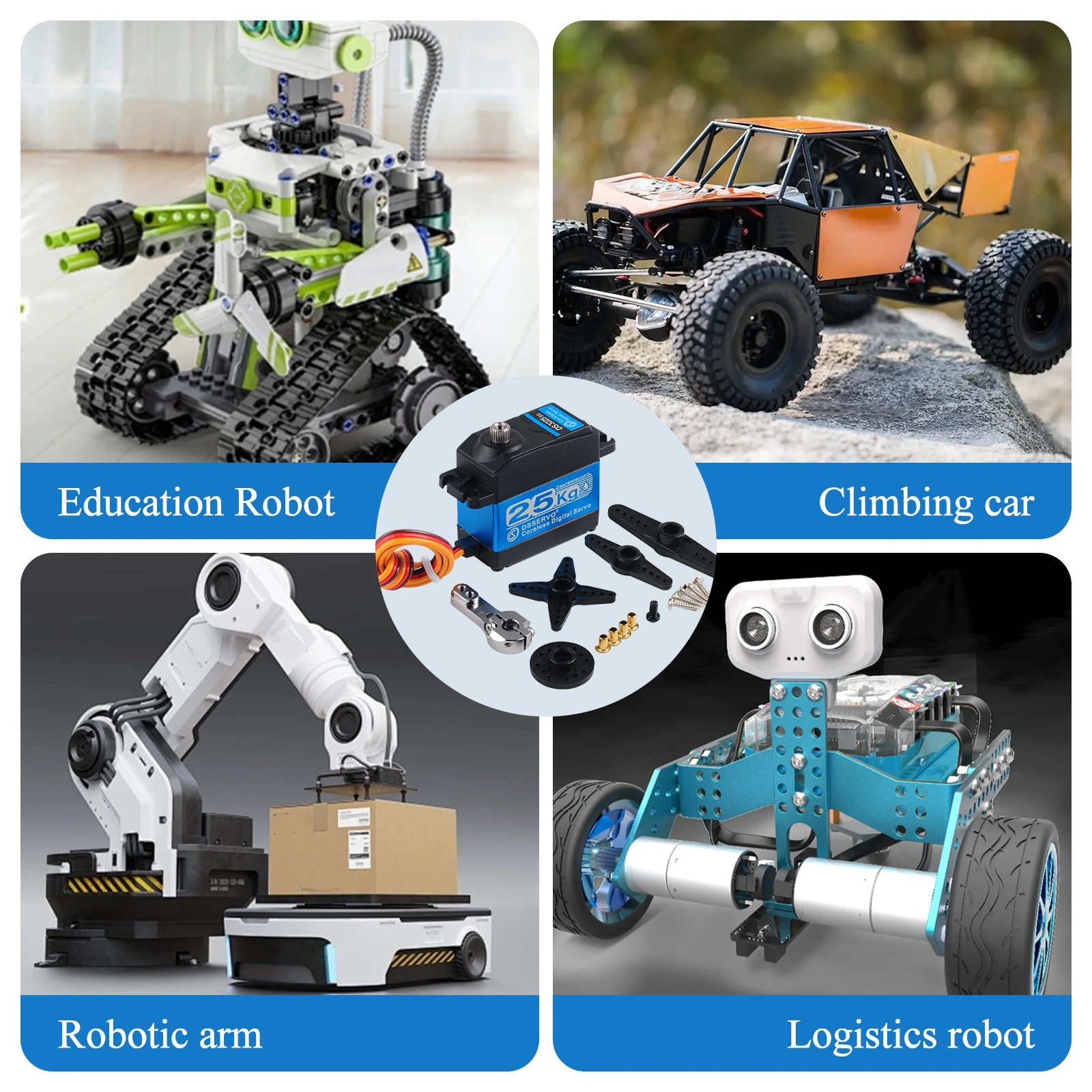 Coreless Motor Digital Servo 25KG High Torque Waterproof IP67 Steel Gear Steering Actuator for RC Robot Car Model DIY