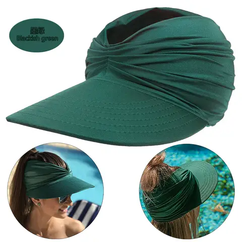 빠른 배송 새로운 빈 탑 모자 50+ 태양 태양 모자 여성 야외 스포츠 모자 Chapeau De Soleil De Plage Femme 자외선차단모자