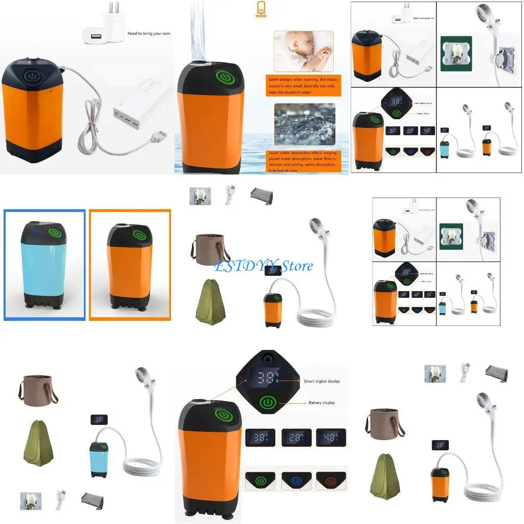 

G6DE Portable Camping Shower USB Rechargeable Outdoor Shower Head Sprayer for Camping, Hiking, Travel, Car Washing