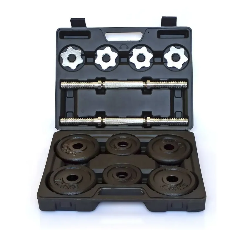 

2026 2026 15KG Adjustable Cast Iron Dumbbell Set With Black Carrying Case Home Gym Fitness Exercise Dumbbellpromote Sales