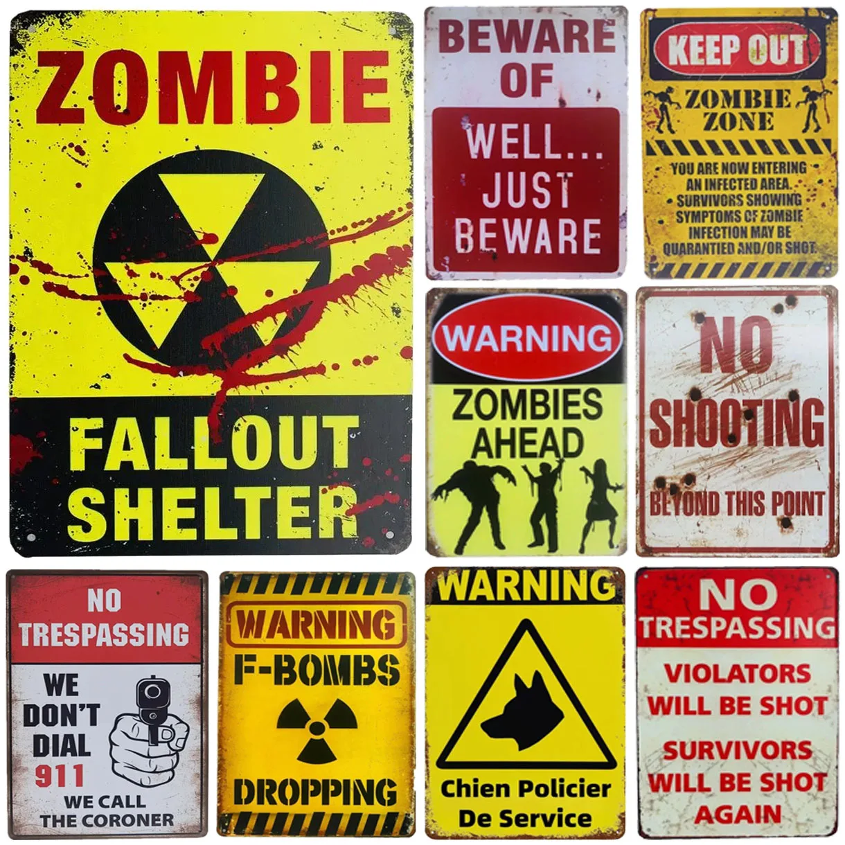 Warning Beware Metal Tin Signs Plaque Wall Decoration Vintage Art Posters Iron Painting for Man Cave Home Cafe Garden Club Bar