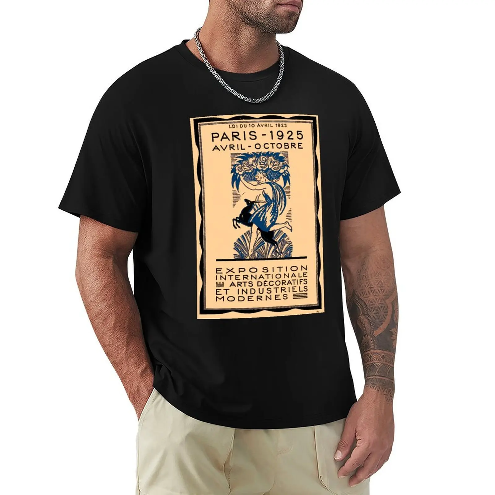 

International Exhibition of Modern Decorative and Industrial Arts T-Shirt Simple Casual Short Sleeve Cotton T-Shirt