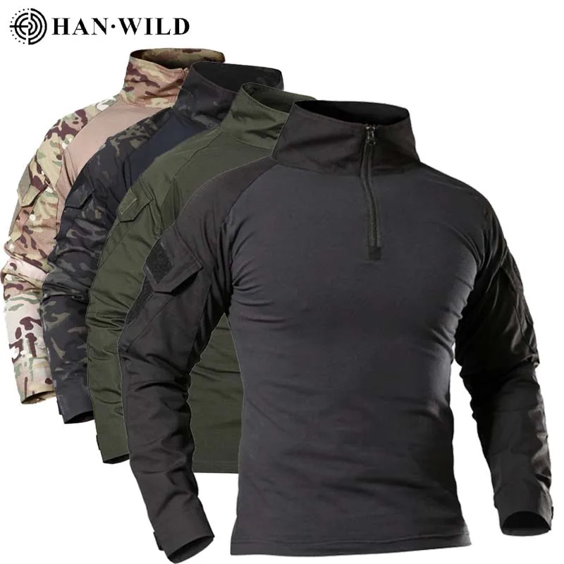 Outdoor Tactical T Shirts Men Clothing Waterproof Camo Tops Camping Shirt Man Cotton Hunting Clothes Wear-resisting