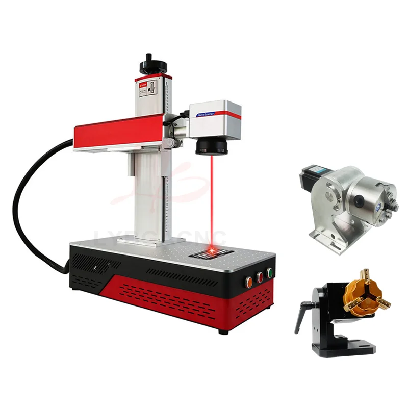

New 50W Raycus Fiber Nameplate Marking Machine 20W 30W Upgrade Rotation Axis for PVC Plastic Stainless Steel